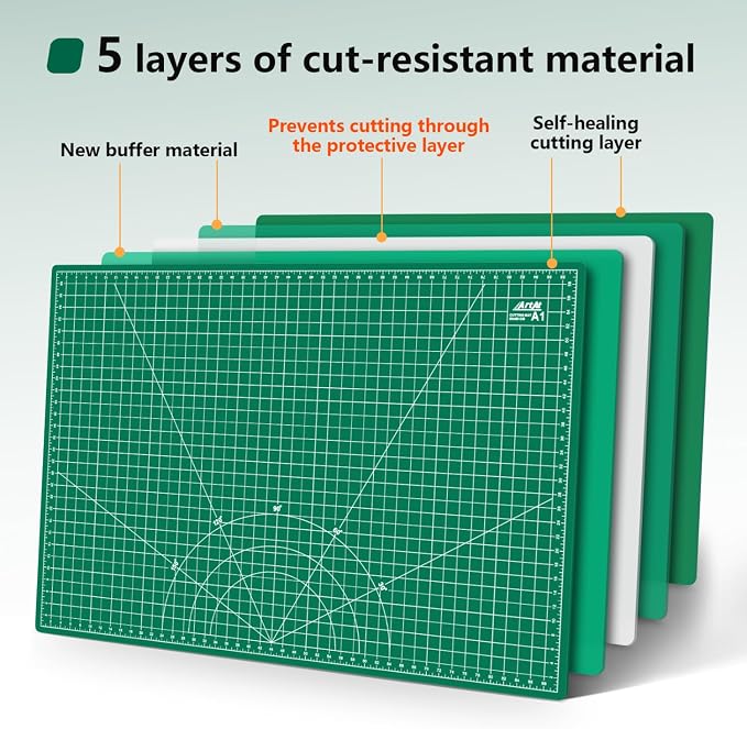 ArtAt Self Healing Cutting Mat: 24 x 36 inch Green Large 5-Ply Double-Sided - Image 5