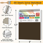 WINNER 9" x 12" Sketch Book 4 Pack, 400 Sheets Spiral Bound Art Sketchbook - Image 2