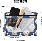 Baseballs Ball on Blue Pencil Pouch - Image 3