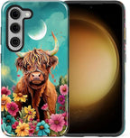 for Samsung Galaxy S23 Case, Highland Cow Flower Pattern Glossy 2 in 1 - Image 2