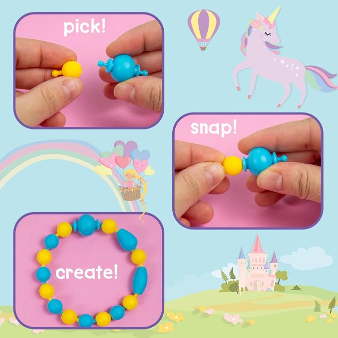 Just My Style Make & Believe Unicorn Pop Beads, 500+ Snap-Together, Bead Kit - Image 3