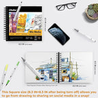 Ohuhu Mix Media Pad, 8.3" x 8.3" Mixed Media Art Sketchbook, 120 LB/200 GSM - Image 2