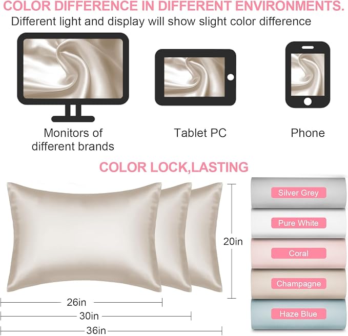Silk Body Pillow Cover with Zipper, Mulberry Silk Pillow Cases Body Size - Image 7