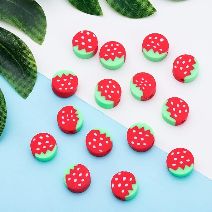 100pcs Strawberry Polymer Clay Spacer Beads - Image 3