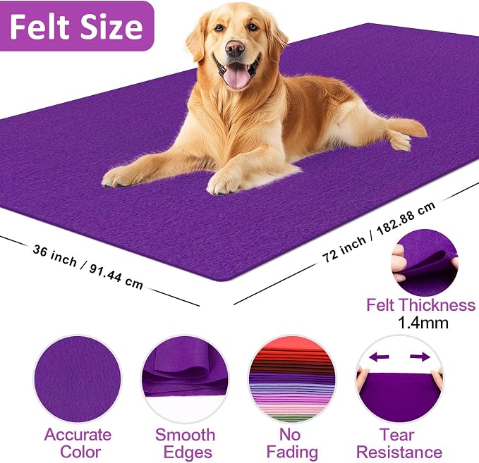 XSEINO Purple Large Felt Fabric 72" X 36 ", 1.4 mm Thick Soft Felt Fabric Sheet - Image 2