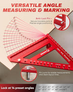 Saker 8.5Inch 3D Multi-Angle Measuring Square Ruler, Aluminum Alloy Carpenter - Image 2