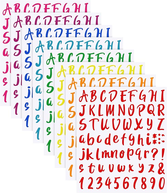 Outus 576 Pcs 8 Sheets Letters Stickers Vinyl Alphabet Number Decals Back to by Outus