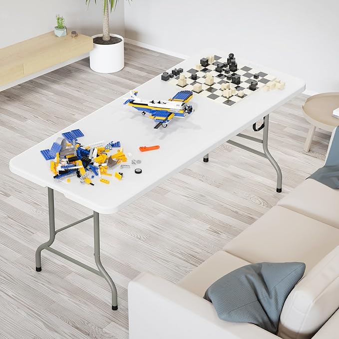 VINGLI 8 Foot Plastic Folding Table Portable Long Table - Image 7