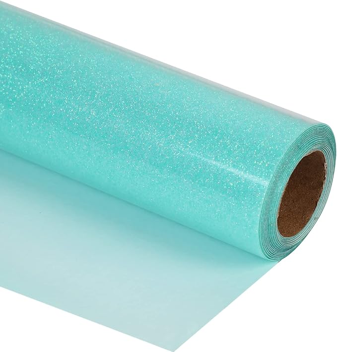 guangyintong Glow Glitter Cyan Heat Transfer Vinyl HTV Rolls, Glitter HTV Vinyl by guangyintong