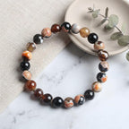 35pcs Round Loose Orange&Coffee Fire Agate Beads - Image 4