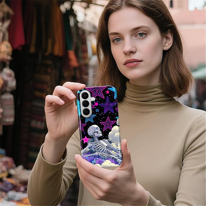 for Samsung Galaxy S26+ Case, Skull Star Collage Pattern Glossy 2 in 1 - Image 6