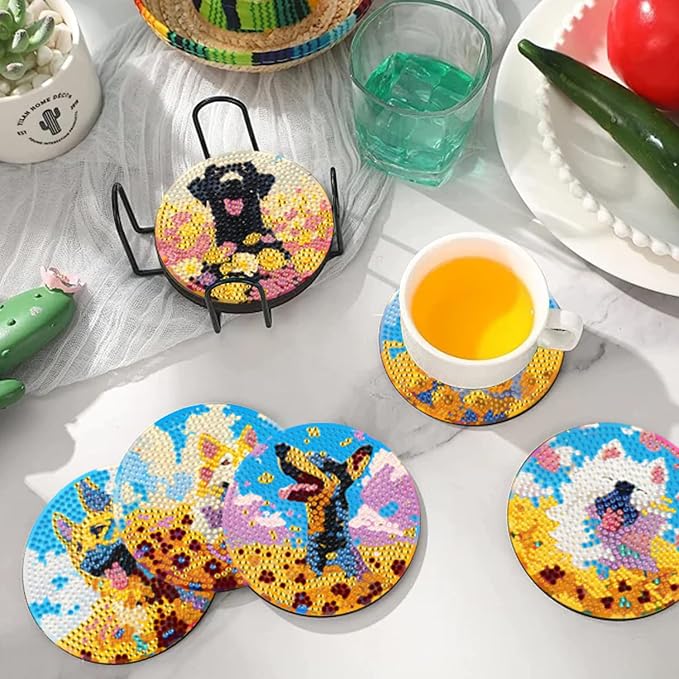 EWJRNSF 10 PCS Dog Diamond Art Coasters DIY Kit - Image 5