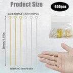 600 Pieces 2 Inch Eye Pins for Jewelry Making DIY, Straight Pins Jewelry Making - Image 2