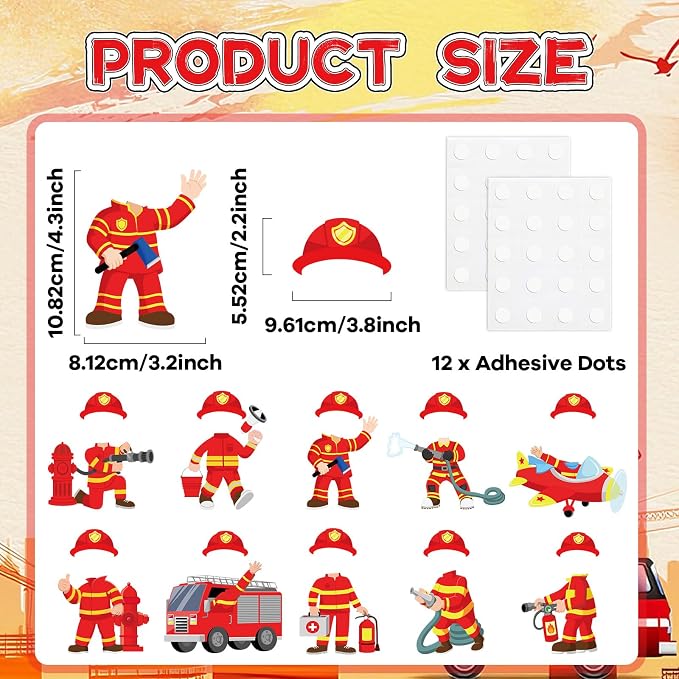 60pcs Firefighter Cutouts Fire Truck Bulletin Board Decorations Fireman Theme - Image 2