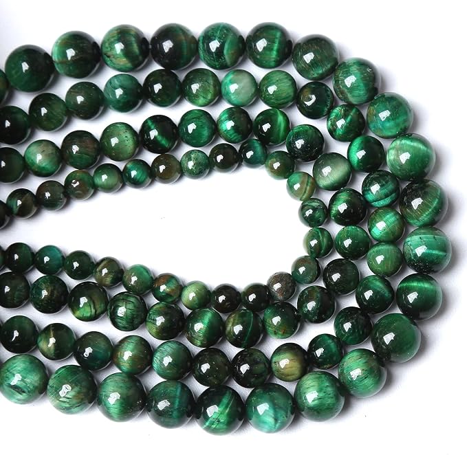 Natural Green Tiger Eye Stone Beads Round Loose Beads Energy Gemstone Healing - Image 3