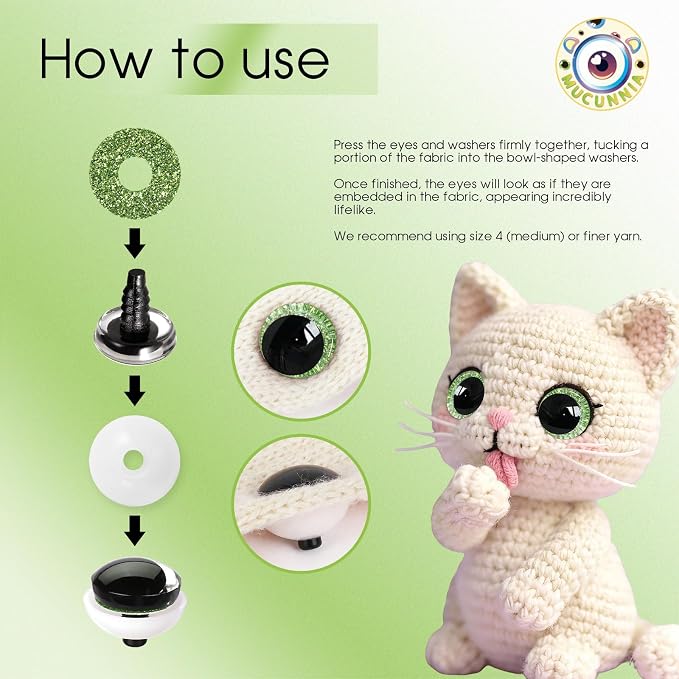 MUCUNNIA 120pcs 12mm 3D Glitter Safety Eyes - Image 5