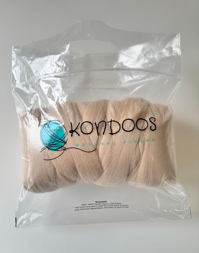 Cream Beige Wool Roving, 8 OZ. Best Wool - Image 3