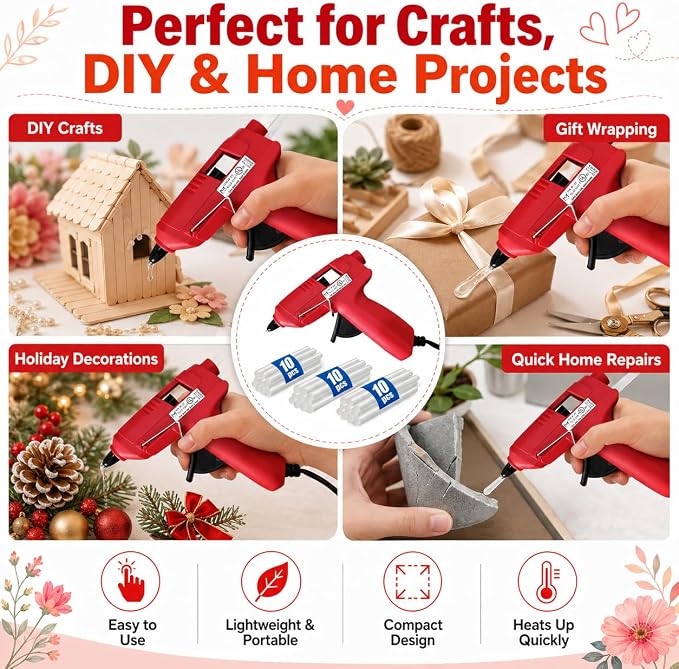 Mini Hot Glue Gun Kit with 30 Glue Sticks and Carrying Case, 15W Fast - Image 5