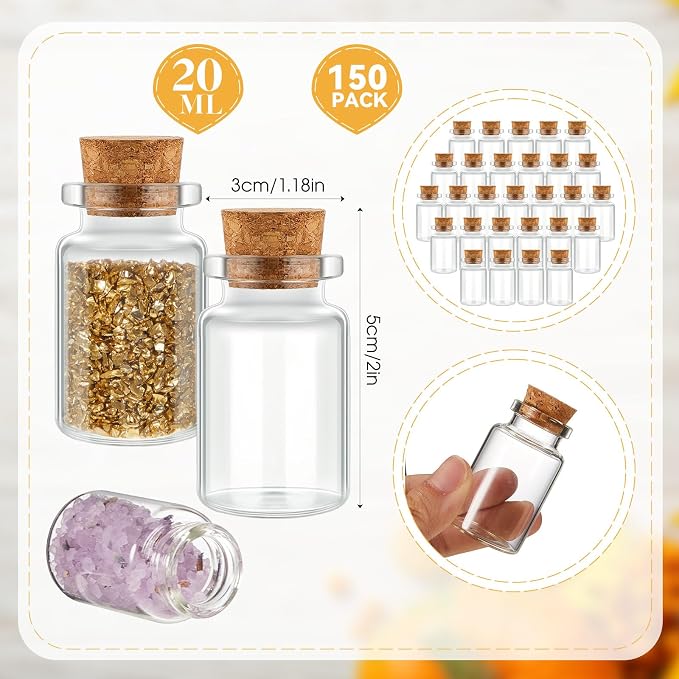 Gerrii 150 Pcs 20 ml Mini Glass Bottles - Image 2