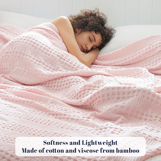 PHF Cooling Waffle Blanket Twin Size, Lightweight 60% Rayon from Bamboo & 40% - Image 2