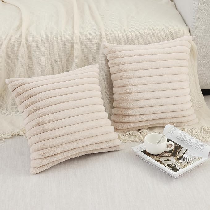 Pallene Faux Fur Plush Throw Pillow Covers 24x24 Set of 2, Luxury Soft Fluffy - Image 6