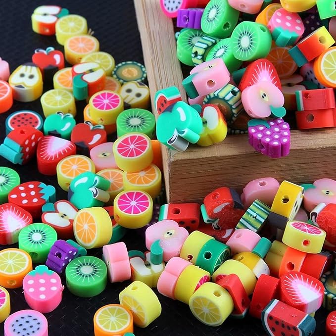 100pcs Mixed Fruit Polymer Clay Spacer Beads - Image 2