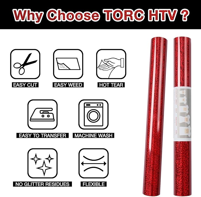 TORC Red Holographic HTV Heat Transfer Vinyl Roll 12 in x 10 ft Christmas - Image 2