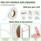 330 PCS Double Sided Foam Tape Pre Cut 1/2 X 2/5 Inch Small Adhesive Foam - Image 3
