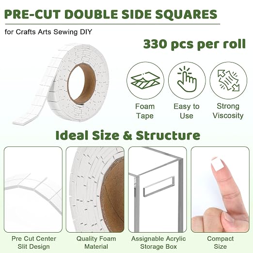 330 PCS Double Sided Foam Tape Pre Cut 1/2 X 2/5 Inch Small Adhesive Foam - Image 3