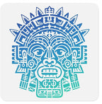 Aztec Head Stencil for Painting, 11.8" x 11.8" Reusable Mayan Stencil Drawing by Doodlream