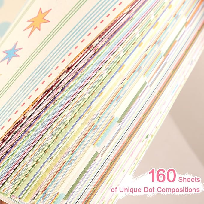 icceemee 160 Sheets of Colorful Dots Scrapbook Paper, journaling Scrapbook - Image 5