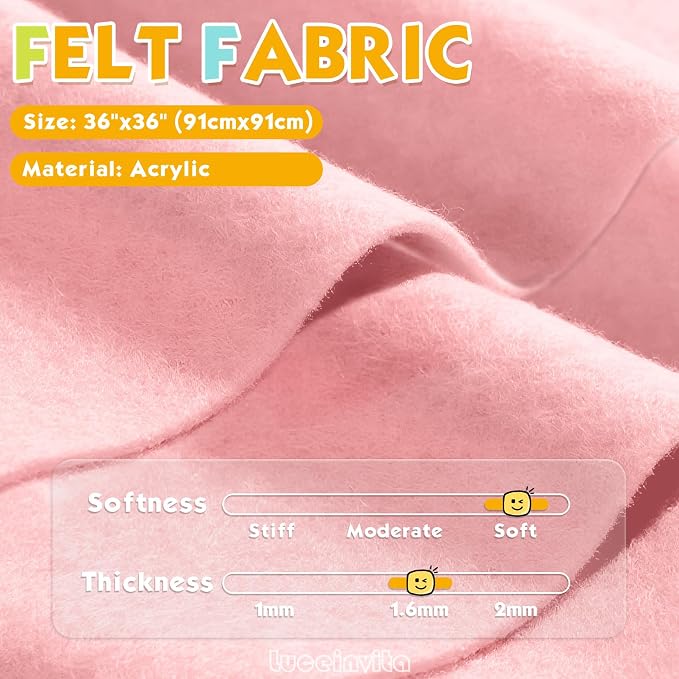 Blush Peach 36" X 36" Felt Fabric Sheet - Image 2