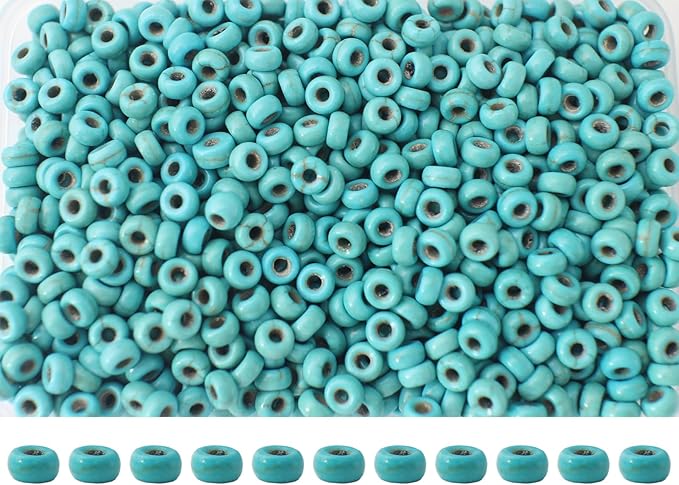 Natural Turquoise Seed Beads 4mm 1400pcs Small Stone Abacus Loose Rondelle by PAMIRTONG