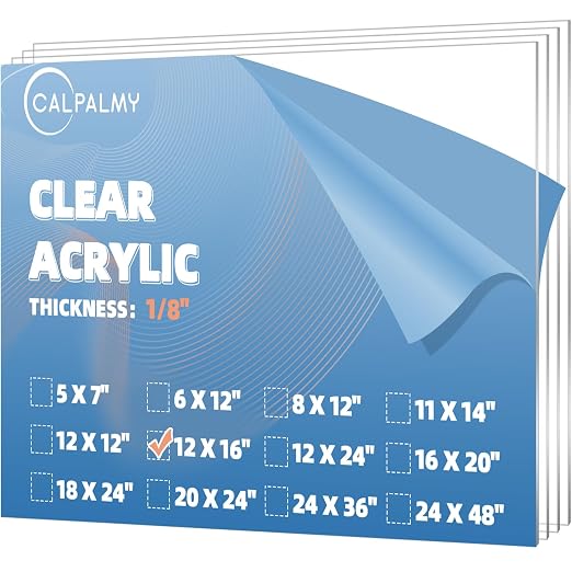 CALPALMY 12x16 Clear Acrylic Sheet Plexiglass 1/8” Thick, Use by CalPalmy