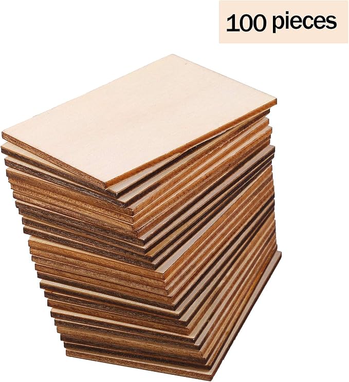 Ruisita 100 Pieces 2 x 3 Inches Unfinished Wood Pieces Rectangle Blank Sharp - Image 6