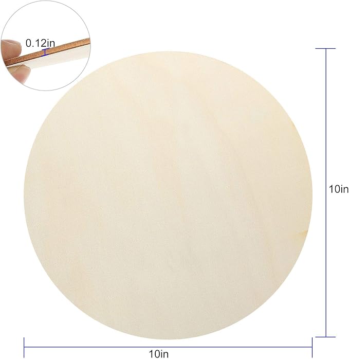 ZOEYES 20 Pack 10 Inch Wood Rounds Unfinished Wooden Circles 1/8 Inch Thick - Image 2