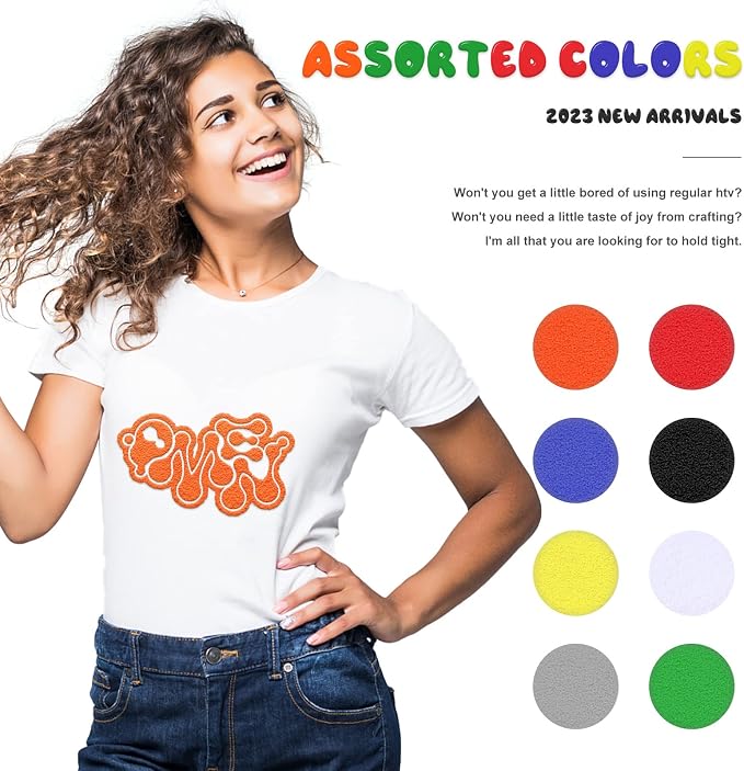 HTVRONT Puff Vinyl Heat Transfer-8 Pcs 3D Puff Vinyl in 8 Assorted Colors | 3D - Image 2