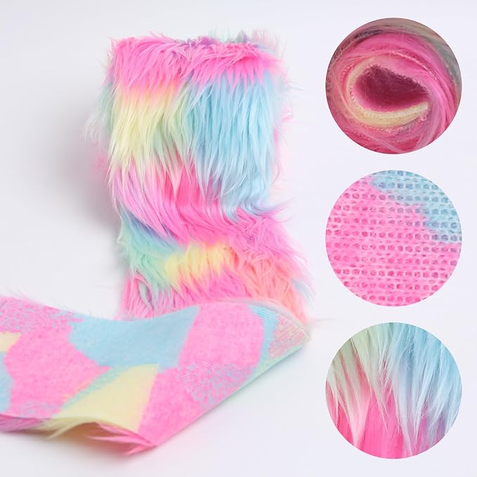 Shaggy Plush Faux Fur Fabric Precut Strips Rianbow Fur Fluffy Fuzzy Craft Fur - Image 2