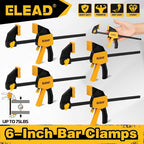6" Mini Bar Clamps for Woodworking, 4-Piece One-Handed F Clamp/Spreader - Image 8