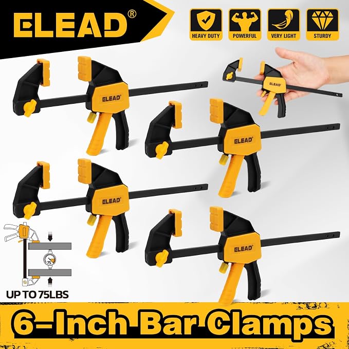 6" Mini Bar Clamps for Woodworking, 4-Piece One-Handed F Clamp/Spreader - Image 8