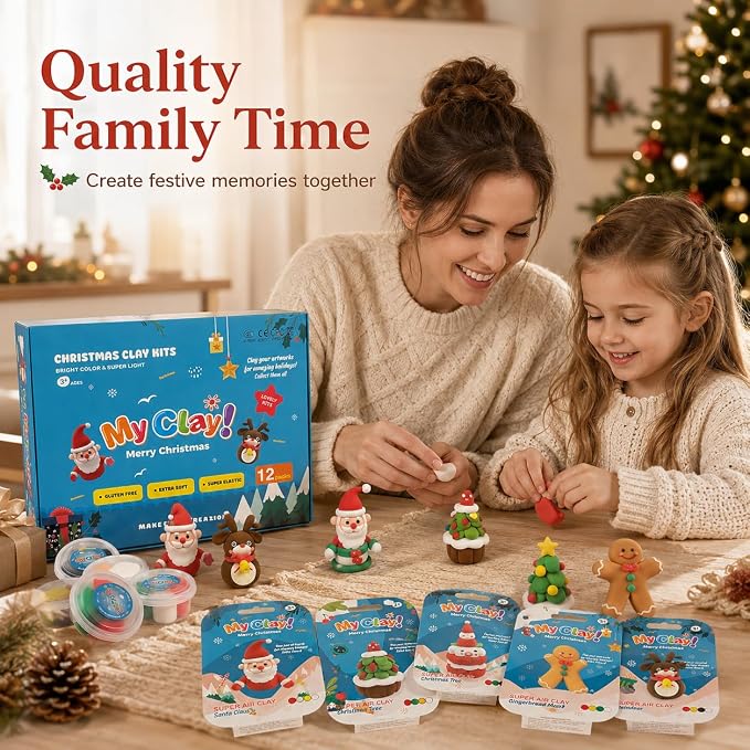 Air Dry Clay for Kids, 12 Christmas Modeling Clay DIY Model Magic Clay Kit - Image 8
