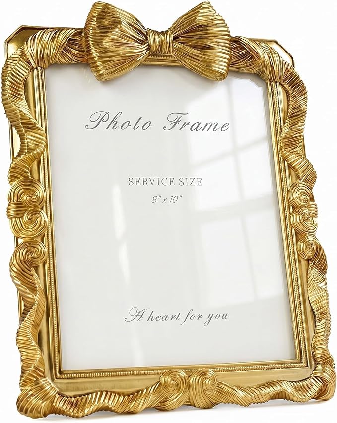 Cuspin 8x10 Gold Picture Frame, Vintage Bow Photo Frame, Resin Ornate Decor | by Cuspin