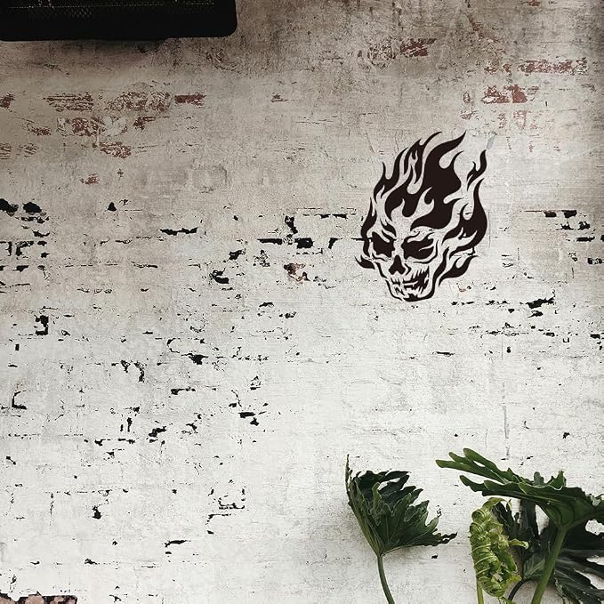 Flame Skull Painting Stencil 11.7 x 8.3 Inch Drawing DIY Craft Reusable Plastic - Image 6