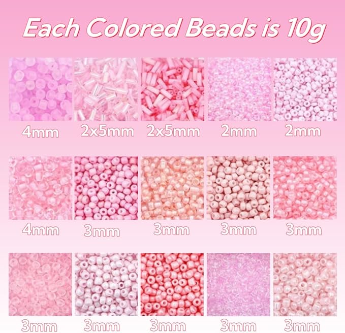 15 Color Glass Seed Tube Bugle Beads Bracelet Jewelry Making Kit, small - Image 2
