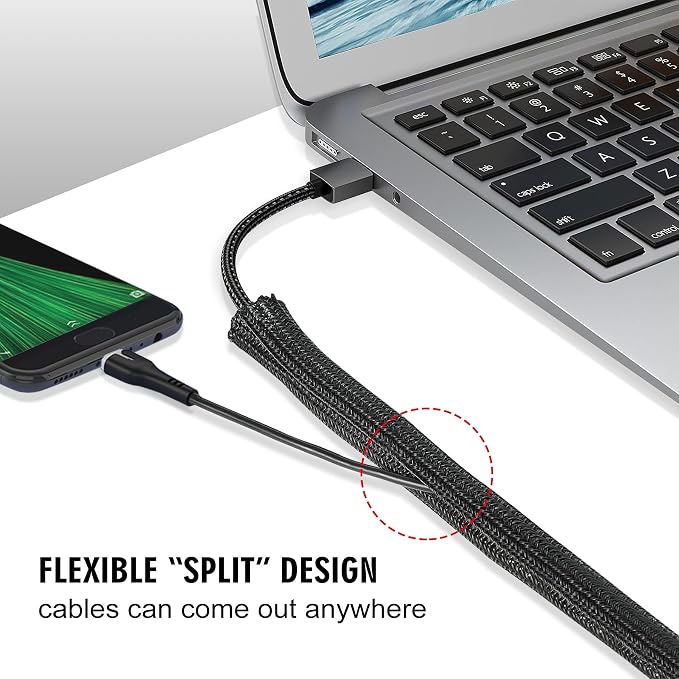 25ft -3/8 inch Cord Protector Cable Sleeve Split Wire Loom Tubing - Image 3