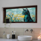 IVN Stained Glass Window Film 39.3x17.7 inch Cat and Daffodils Window Privacy - Image 7