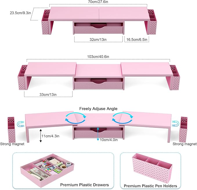 Spacrea Metal Desk Organizers and Accessories, Dual Monitor Stand Riser - Image 5