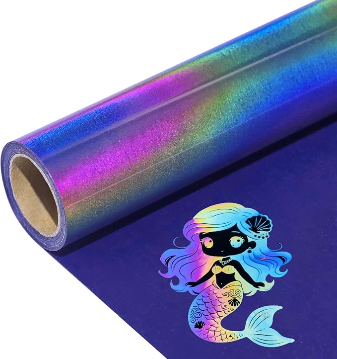 Reflective Heat Transfer Vinyl HTV Vinyl 12in x 6ft Reflective Rainbow Iron On by LUKGELYAMOFFICIAL