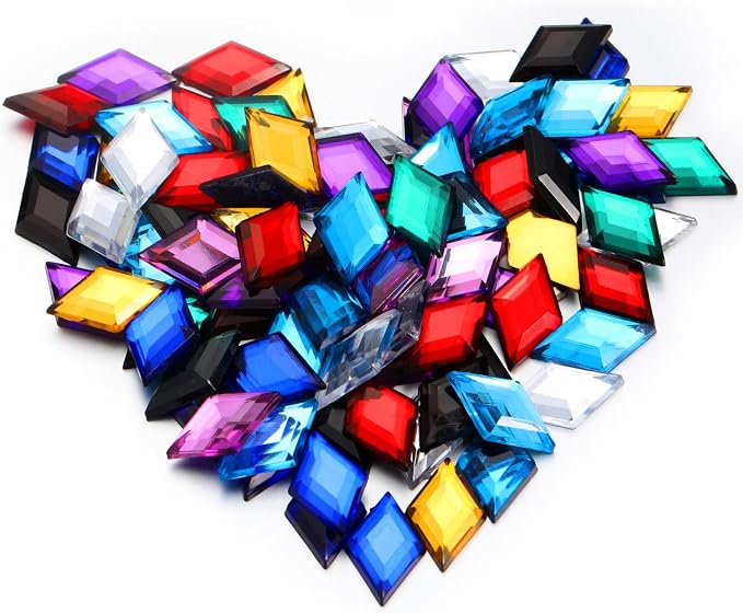 100 Pcs Flat Back Diamond Acrylic Crystal Rhinestones Plastic Gems by Tondiamo