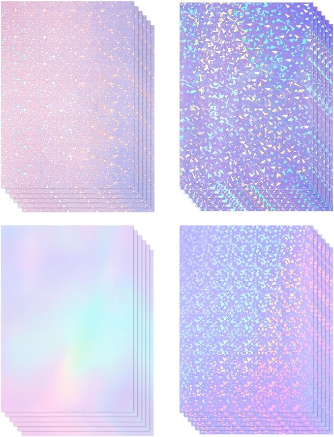 Nezyo 60 Sheet Holographic Laminate Sheet Clear Glitter A4 Size Vinyl Sticker by Nezyo